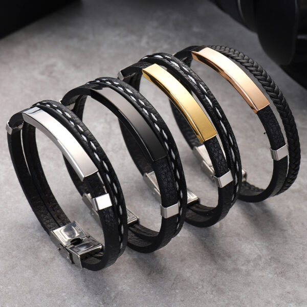 Men Bracelet All Leather Combination of silver and Copper
