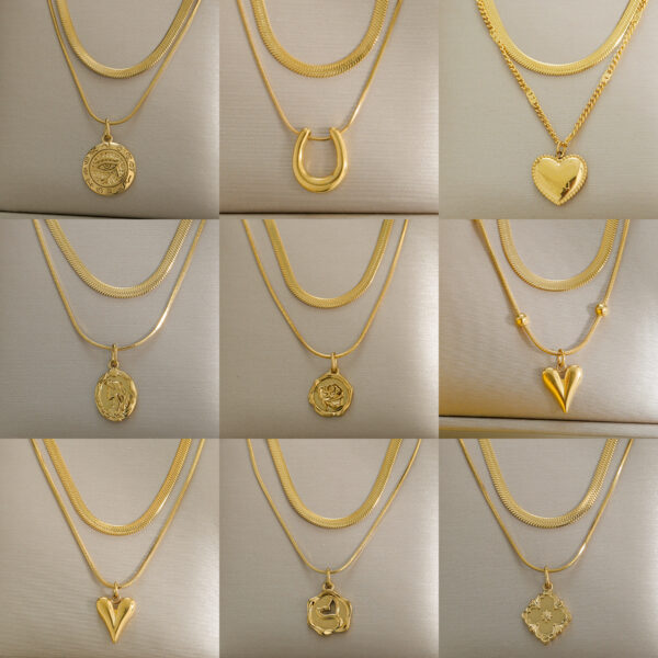 Ladies Double Layer Necklace Stainless Steel