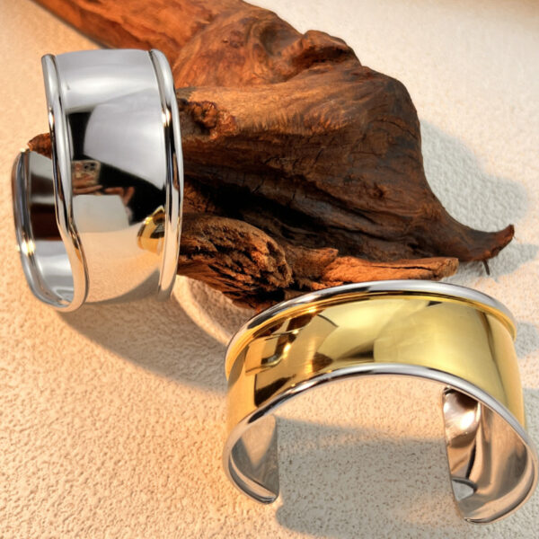 Ladies Stainless Steel Bangle Gold and Silver